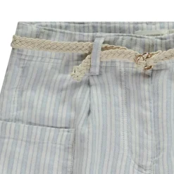 Pantalon rayé à poches + ceinture tressée pour fille
