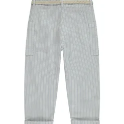 Pantalon rayé à poches + ceinture tressée pour fille