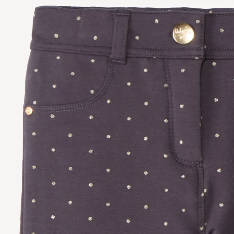 Pantalon skinny imprimé pois pailletés pour fille