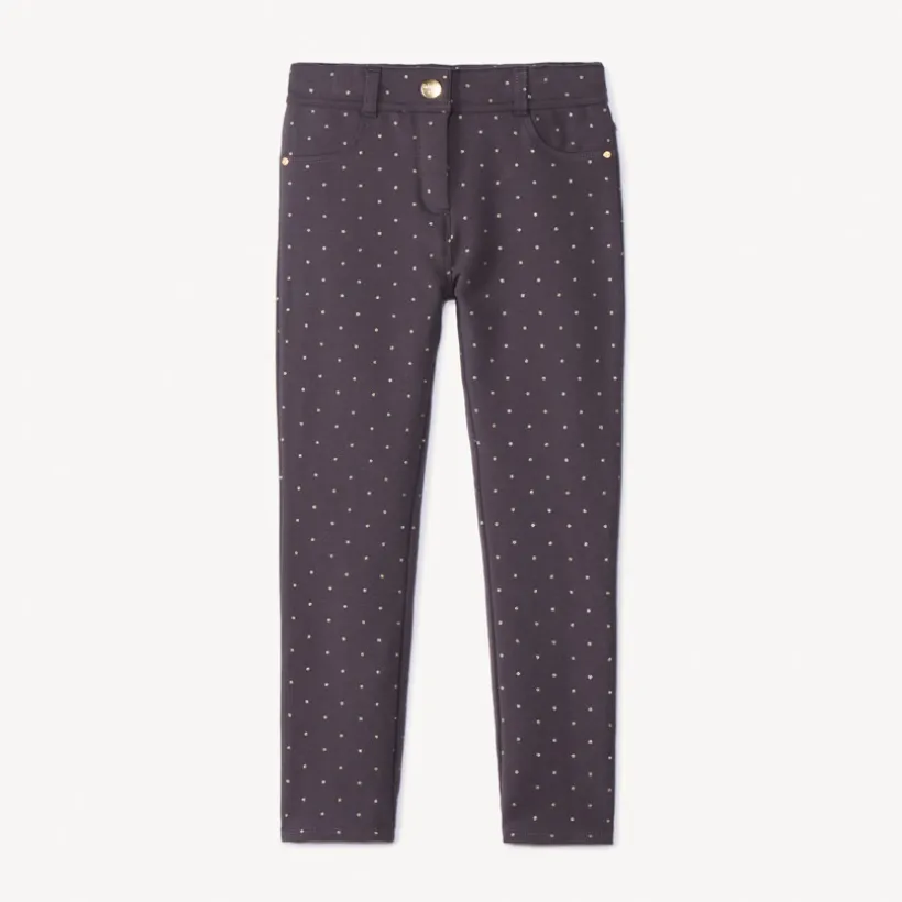 Pantalon skinny imprimé pois pailletés pour fille