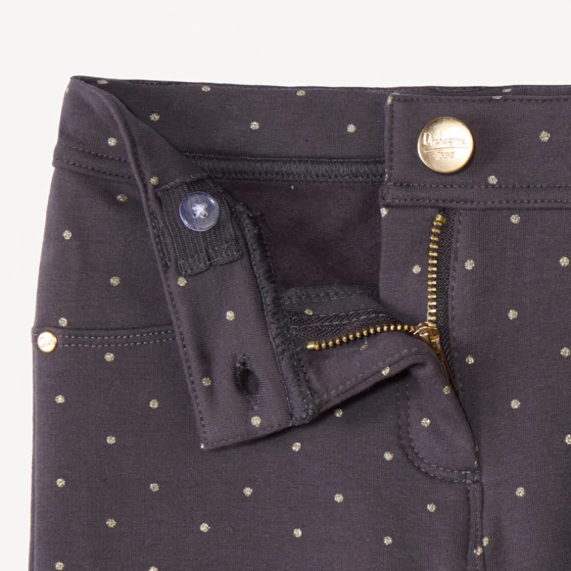 Pantalon skinny imprimé pois pailletés pour fille