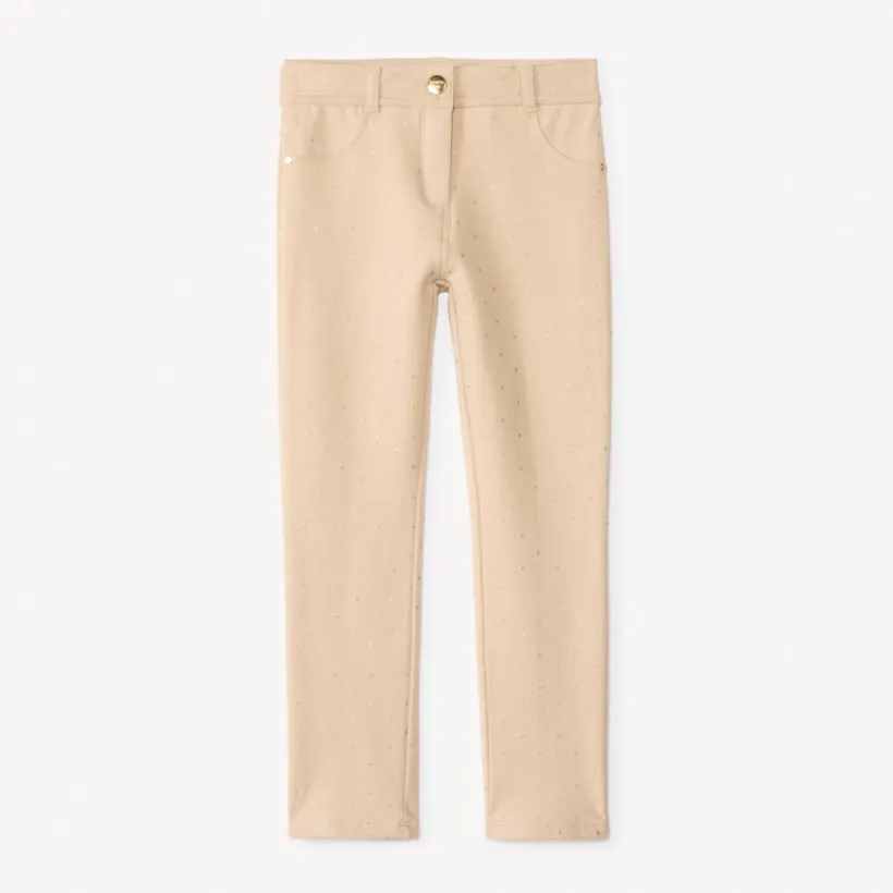 Pantalon skinny imprimé pois pailletés pour fille
