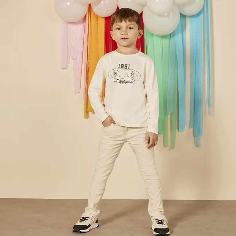 Pantalon slim uni effet crinkle pour garçon