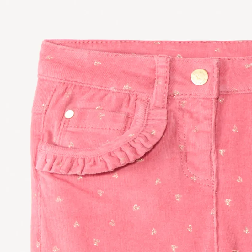 Pantalon velours doublé et imprimé cœur pour bébé fille