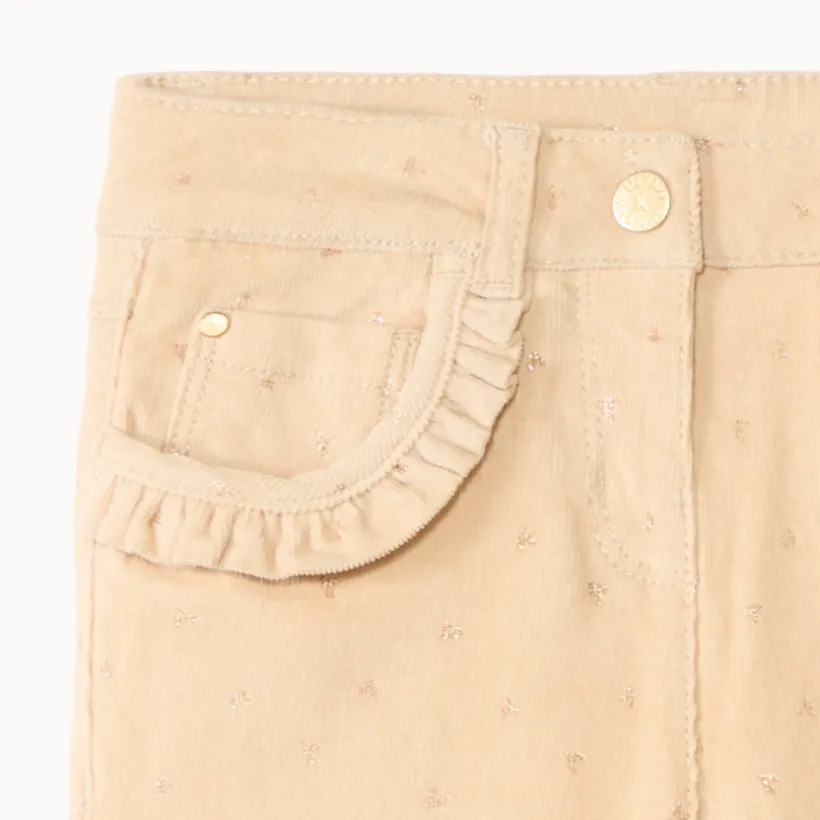 Pantalon velours doublé et imprimé cœur pour bébé fille