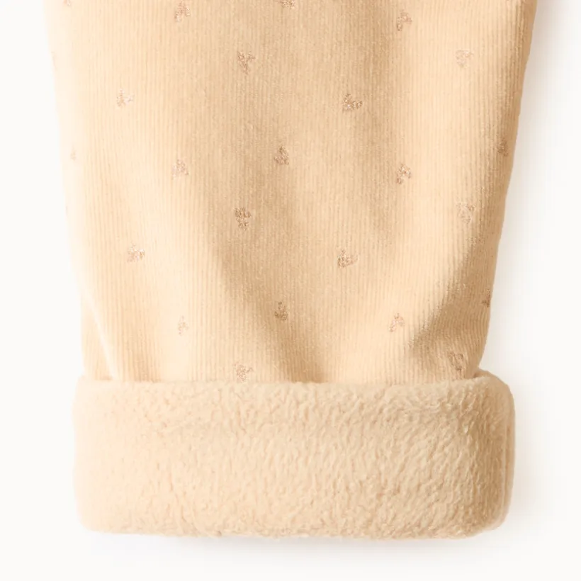 Pantalon velours doublé et imprimé cœur pour bébé fille