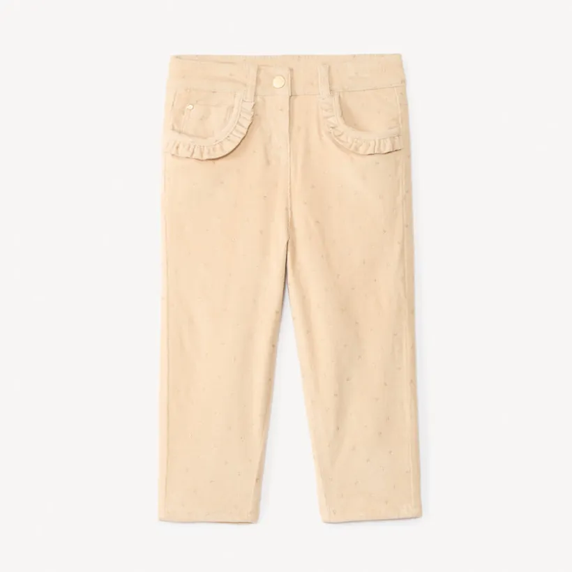 Pantalon velours doublé et imprimé cœur pour bébé fille