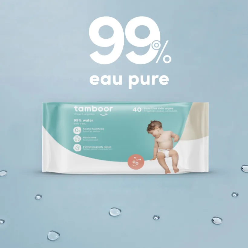 Paquet de 40 lingettes bébé hypoallergéniques