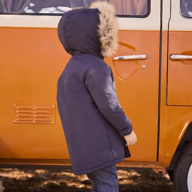 Parka à capuche avec fausse fourrure amovible pour garçon