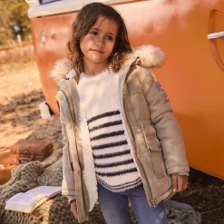 Parka déperlante à capuche effet fourrure pour fille