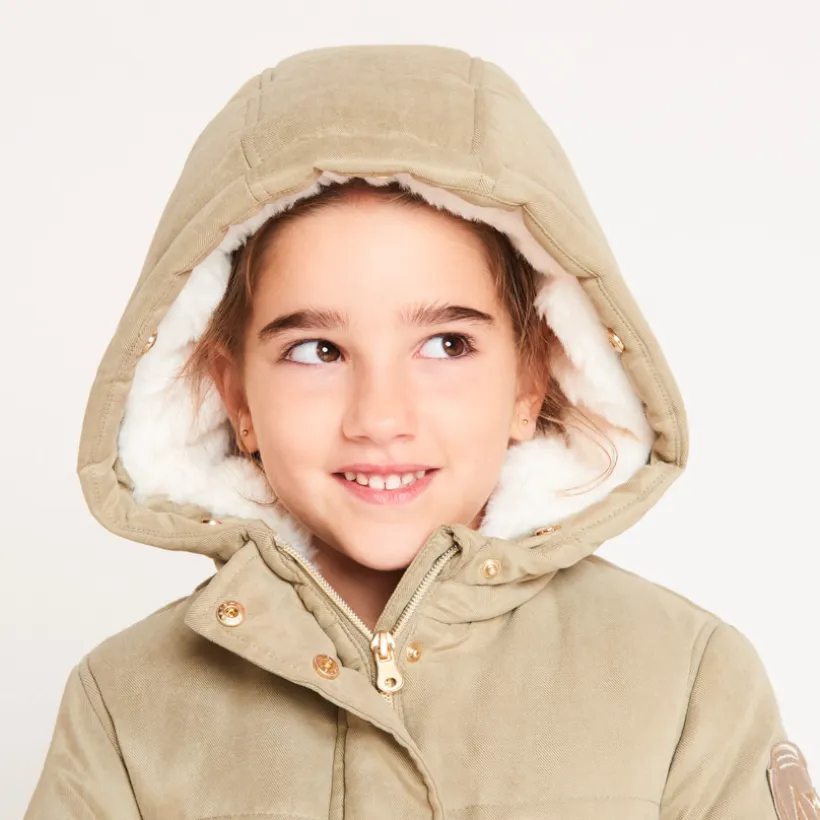 Parka déperlante à capuche effet fourrure pour fille