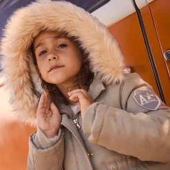 Parka déperlante à capuche effet fourrure pour fille