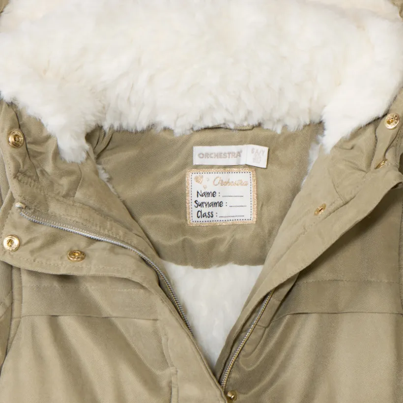 Parka déperlante à capuche effet fourrure pour fille
