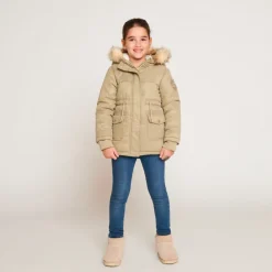 Parka déperlante à capuche effet fourrure pour fille