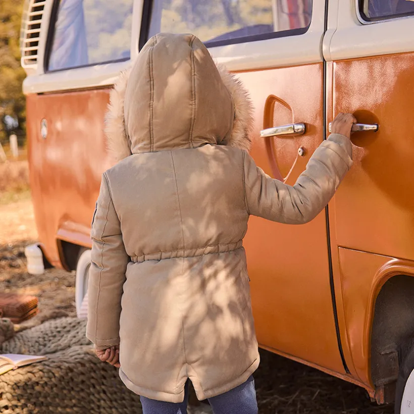 Parka déperlante à capuche effet fourrure pour fille