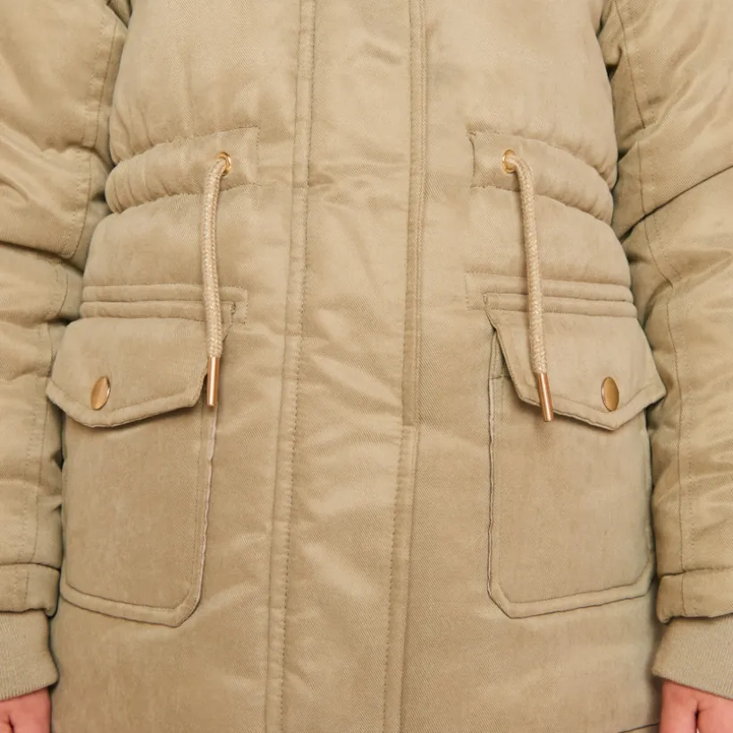 Parka déperlante à capuche effet fourrure pour fille