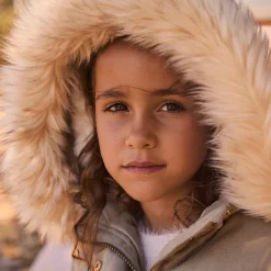 Parka déperlante à capuche effet fourrure pour fille