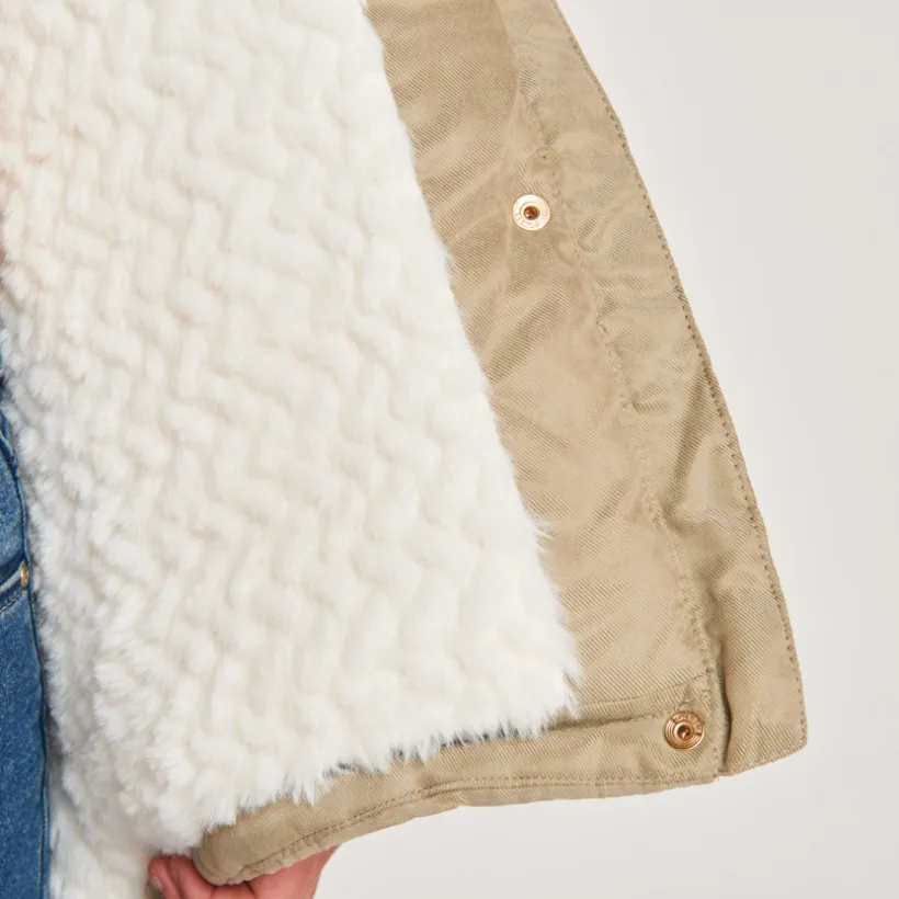 Parka déperlante à capuche effet fourrure pour fille