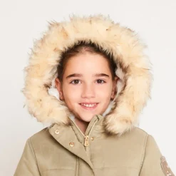 Parka déperlante à capuche effet fourrure pour fille