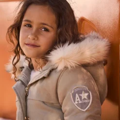 Parka déperlante à capuche effet fourrure pour fille