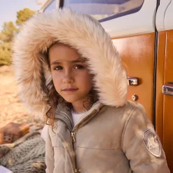 Parka déperlante à capuche effet fourrure pour fille