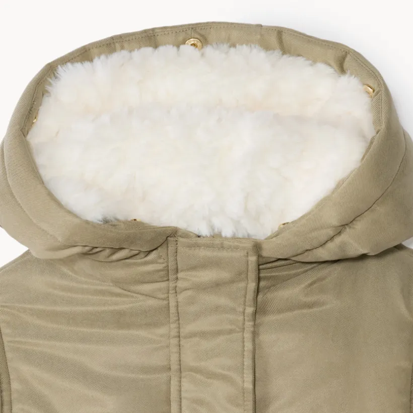 Parka déperlante à capuche effet fourrure pour fille