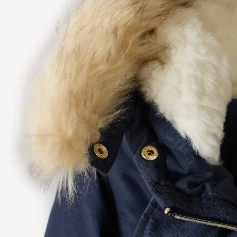 Parka déperlante à capuche effet fourrure pour fille