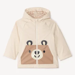 Parka déperlante à poches ludiques ourson pour bébé garçon