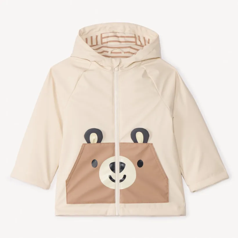 Parka déperlante à poches ludiques ourson pour bébé garçon