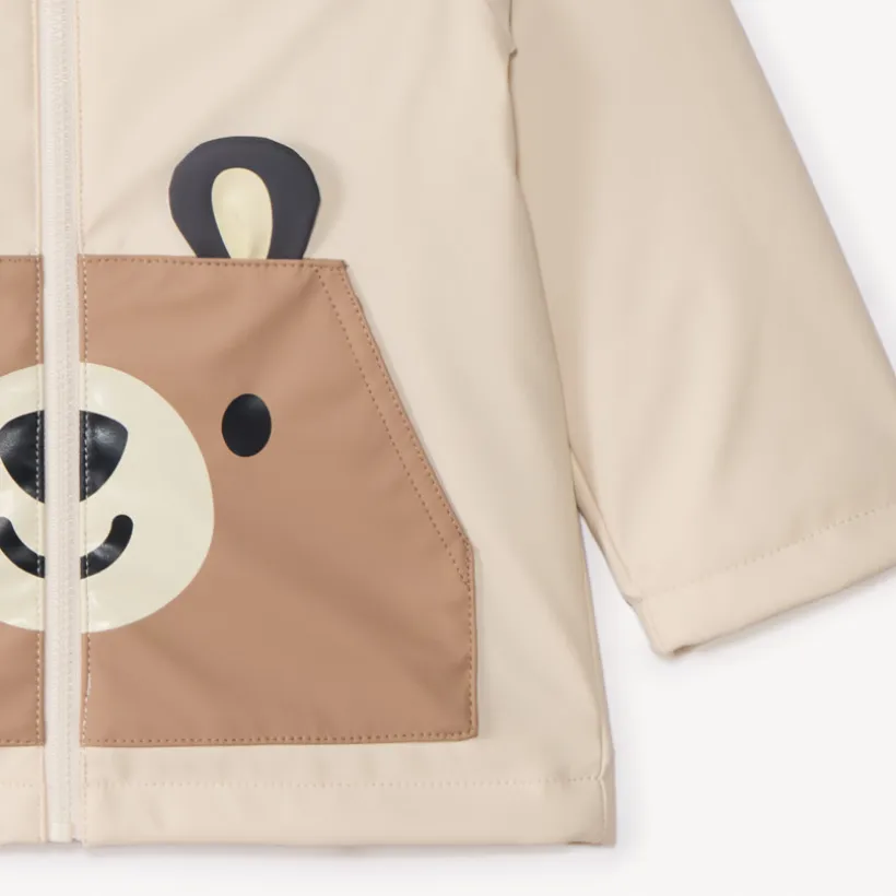 Parka déperlante à poches ludiques ourson pour bébé garçon