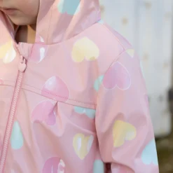 Parka gomme à couleurs changeantes imprimé cœurs pour bébé fille