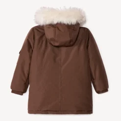 Parka uni en toile avec capuche effet fourrure pour garçon