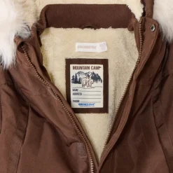 Parka uni en toile avec capuche effet fourrure pour garçon