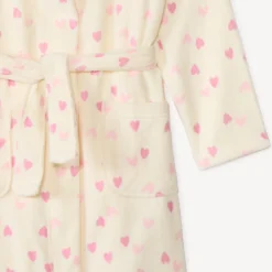 Peignoir de bain en éponge imprimé cœurs pour fille