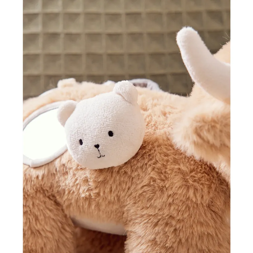 Peluche d'activité et d'éveil Vache Fluffy Beige