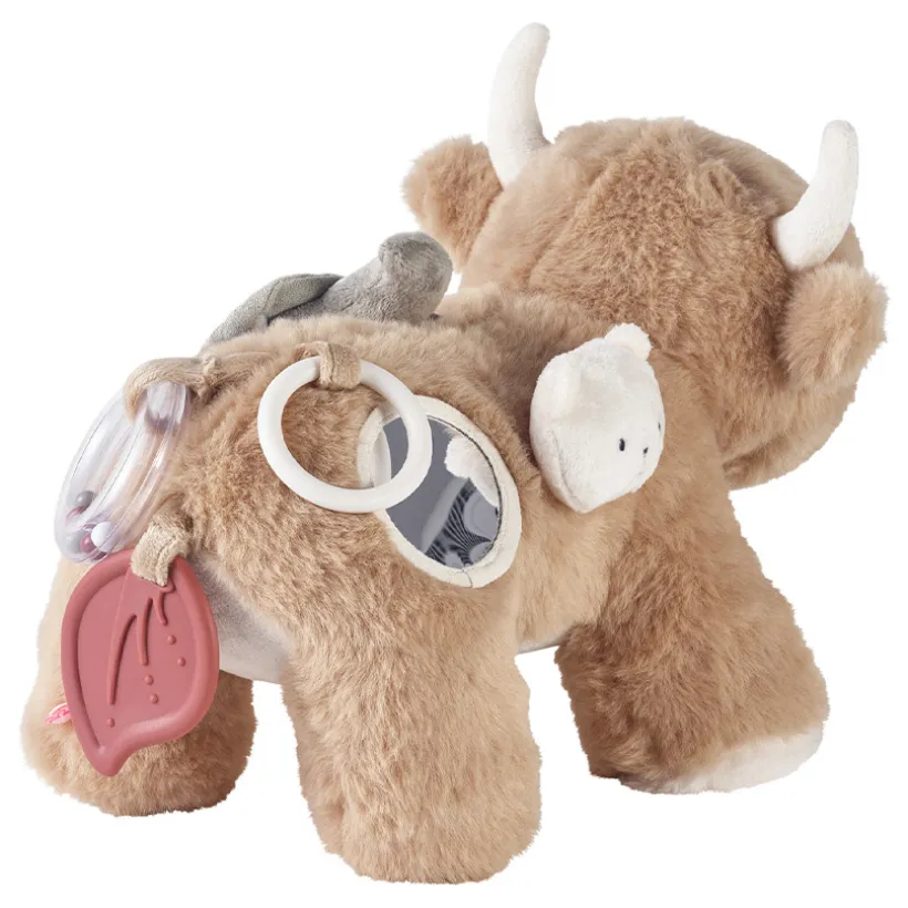 Peluche d'activité et d'éveil Vache Fluffy Beige