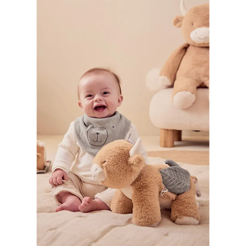 Peluche d'activité et d'éveil Vache Fluffy Beige