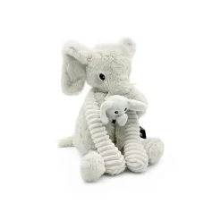 Peluche Dimoitou maman éléphant et son bébé gris clair