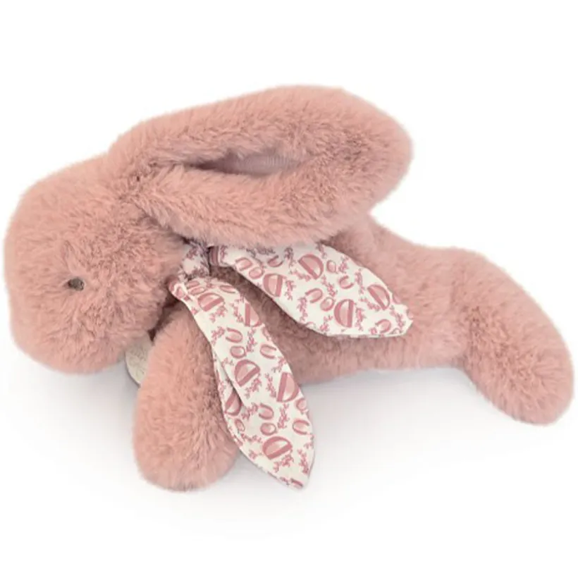 Peluche doudou Lapin 25 cm rose poudré