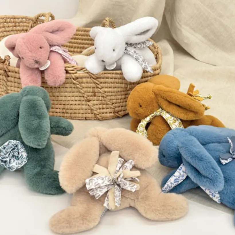 Peluche doudou Lapin 25 cm vert sauge