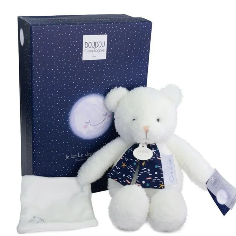 Peluche doudou Ours Luminescent Clair de Lune Blanc