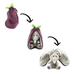 Peluche Flipetz 2 en 1 Velvet l'éléphant/aubergine