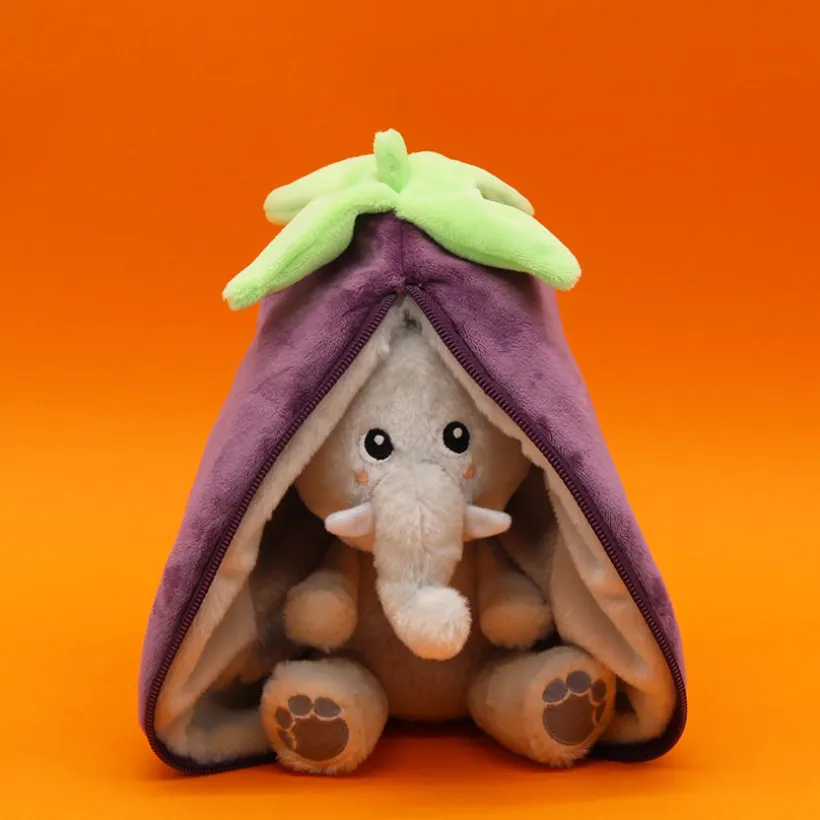 Peluche Flipetz 2 en 1 Velvet l'éléphant/aubergine