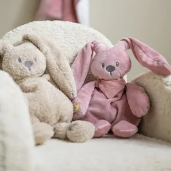 Peluche - Lapin avec foulard phosphorescent - Vieux rose - 30 cm