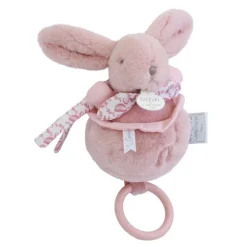 Peluche lapin doudou boîte à musique rose
