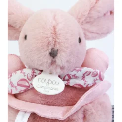 Peluche lapin doudou boîte à musique rose