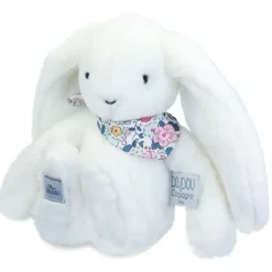 Peluche Lapin Fleurette 25cm Blanc