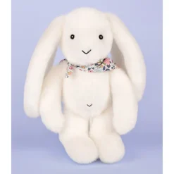 Peluche Lapin Fleurette 25cm Blanc