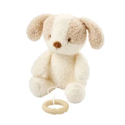 Peluche musicale bébé chien - 25cm - Fanfan - Teddy écru