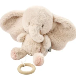 Peluche musicale éléphant - Velours - Fanfan - Sable -24 cm